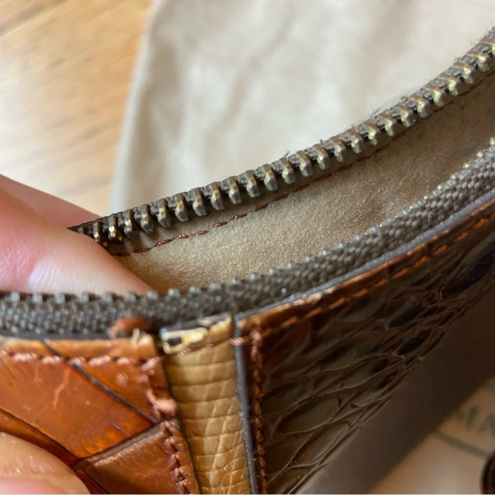 Brahmin Tan and Brown Embossed Bag EUC - Picture 9 of 11